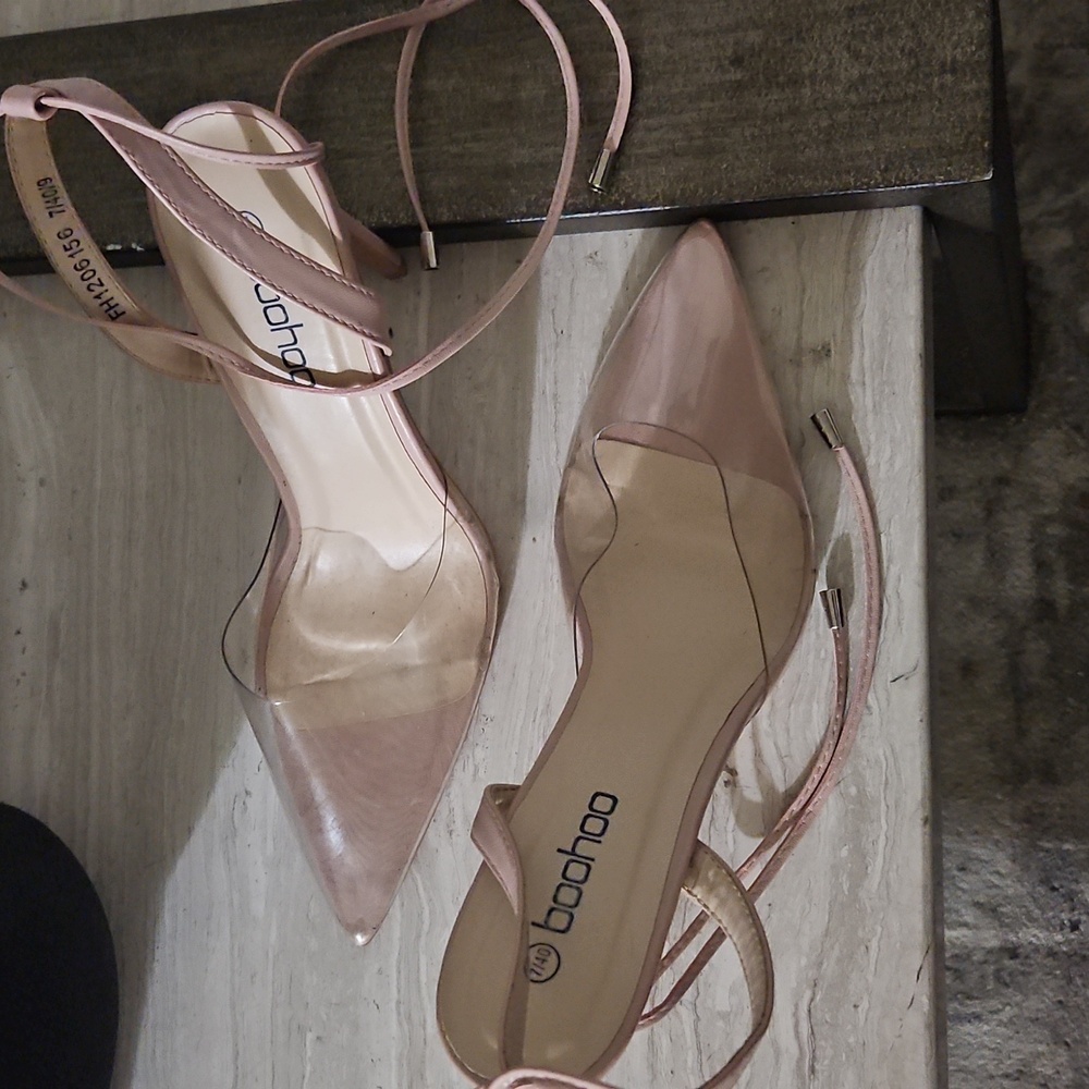 pointy toe clear lace up heel